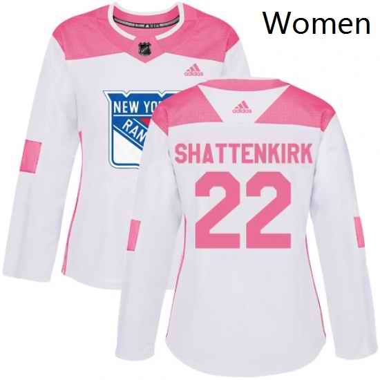 Womens Adidas New York Rangers 22 Kevin Shattenkirk Authentic WhitePink Fashion NHL Jersey